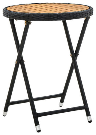vidaXL Bistro Table Folding Outdoor Side Table Solid Acacia Wood PE Rattan
