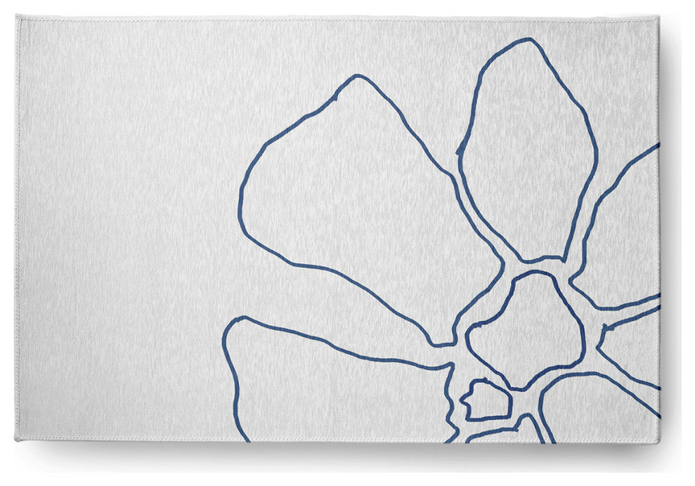 Petal Lines Spring Chenille Rug, Blue/White, 2'x3'