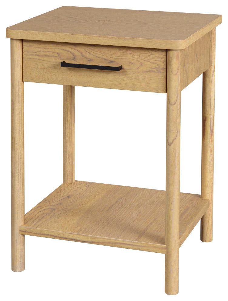 Lennon 1 Drawer Rounded Leg Nightstand, Natural