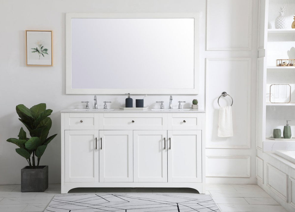 60" Double Bathroom Vanity, White