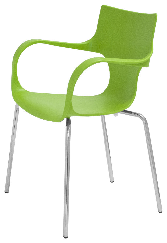 Mod Made Phin Modern Plastic Dining Side Chair, Set of 2, Green