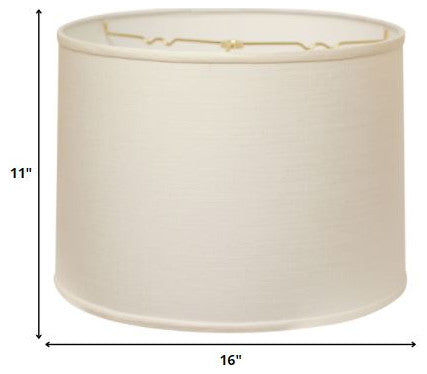 16" White Throwback Drum Linen Lampshade