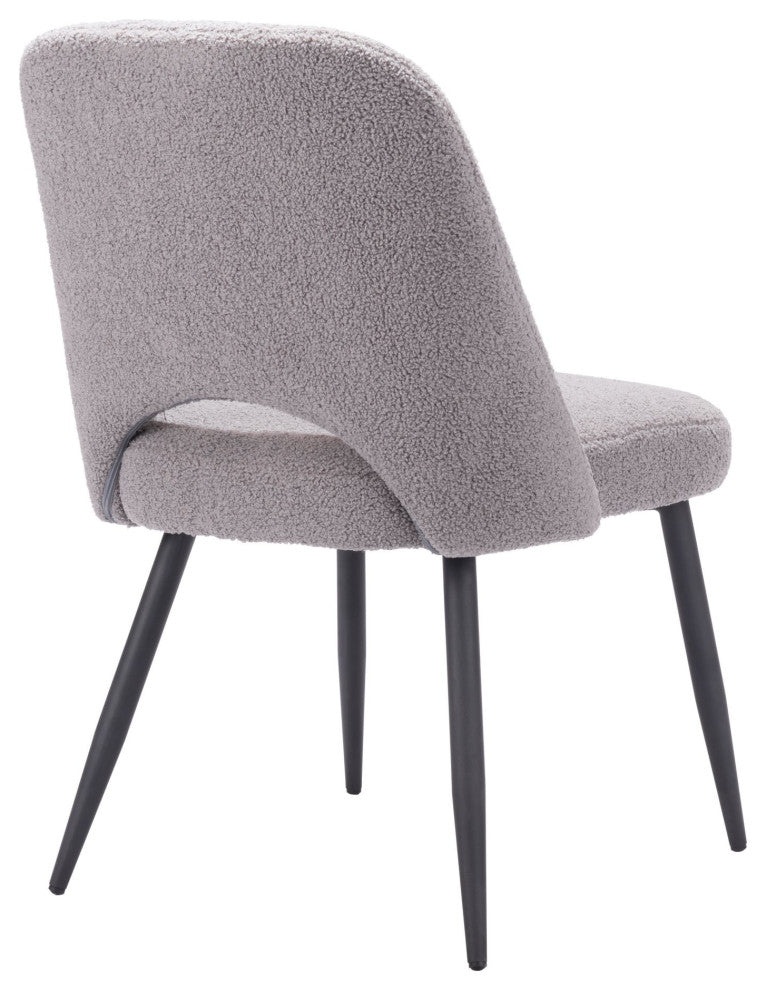 Dining Chair, Set of 2, Steel Metal, Fabric, Gray, Black, Cafe Bistro
