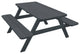 Pine Picnic Table with Attached Benches, Charcoal Stain, 5 Foot