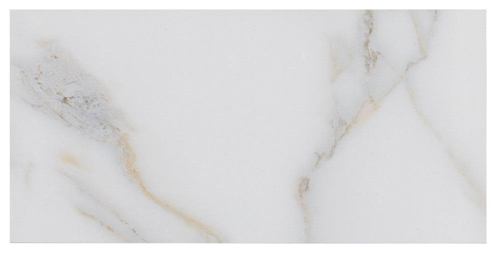 Nature 4 in x 8 in Glass Subway Tile in Calacatta Gold