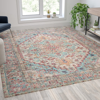Olivia Collection Distressed Persian Style Area Rug Rectangle 8' x 10'