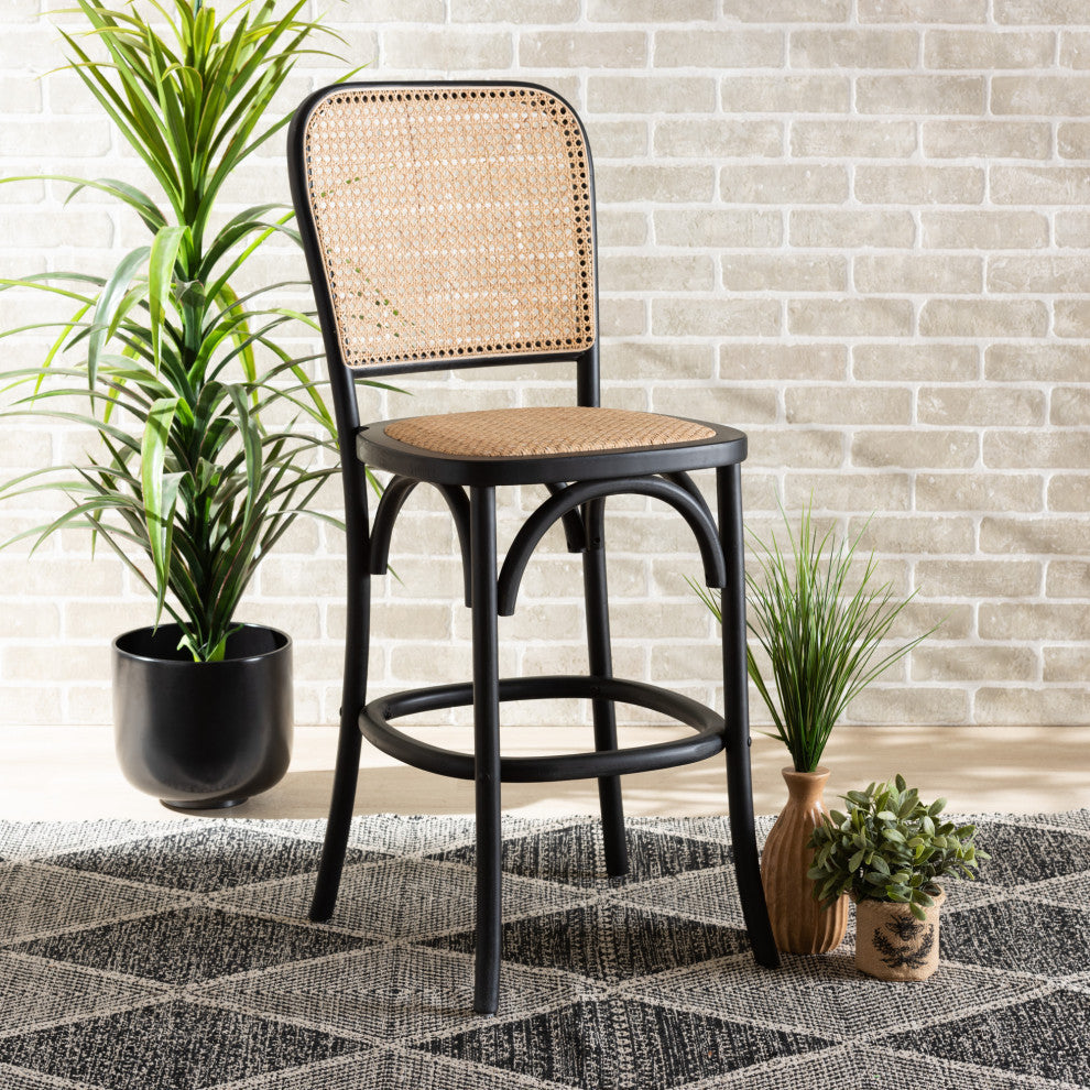 Suk Mid-Century Counter Stool, Black