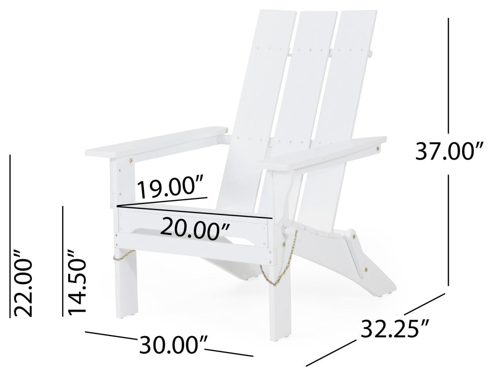 Gurekam Outdoor Foldable Adirondack Chairs, Set of 2, White