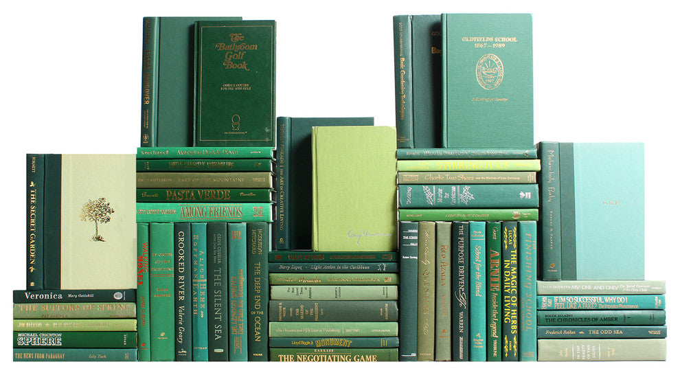 Modern Book Wall Set, Boxwood, Set of 50