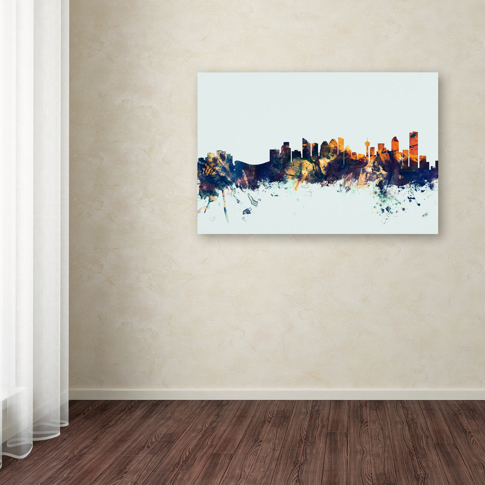 Michael Tompsett ''Calgary Canada Skyline Blue'' Canvas Art, 16x24