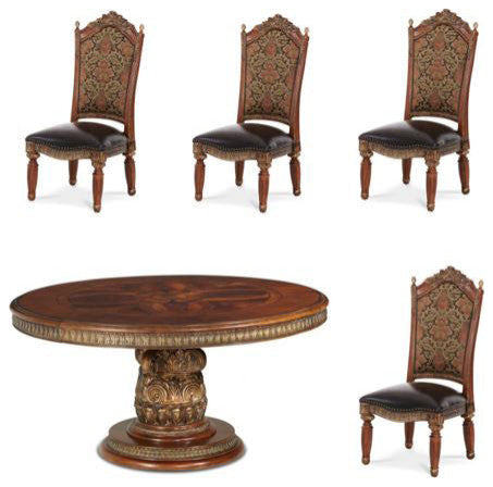 AICO Furniture Villa Valencia 5 Piece Round Dining Table Set