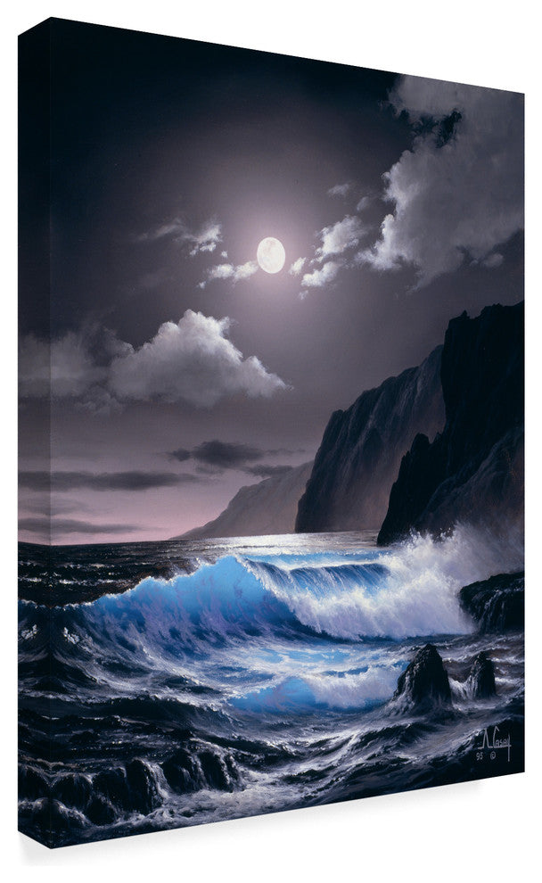 "Waves Under The Moon 6" by Anthony Casay, Canvas Art, 32"x24"