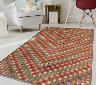 Balochi Bella Rose/Green Rug, 4'11x8'0