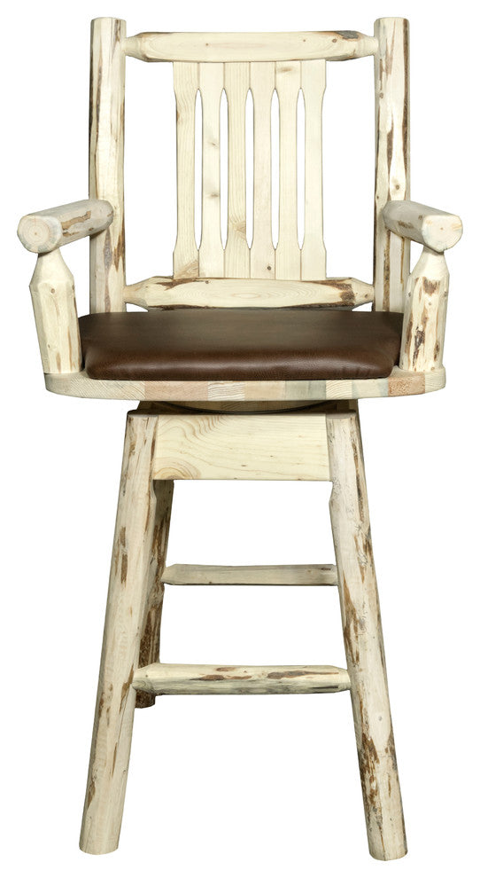 Captain's Barstool, Back and Swivel, Ready to Finish, Saddle Pattern