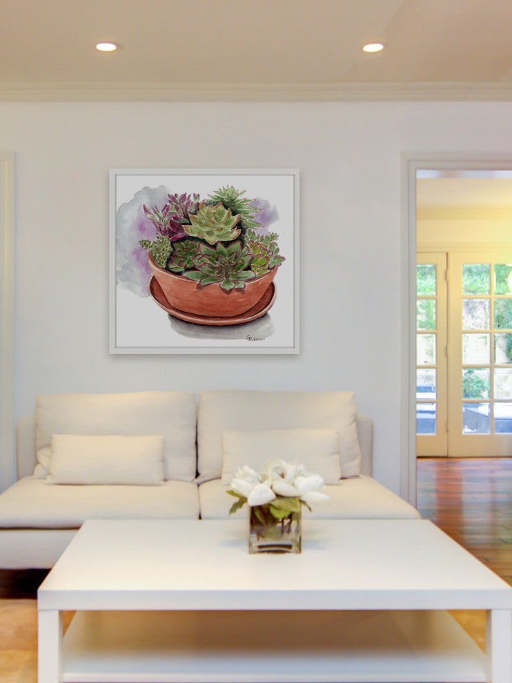 "Succulents" Framed Painting Print, 24"x24"