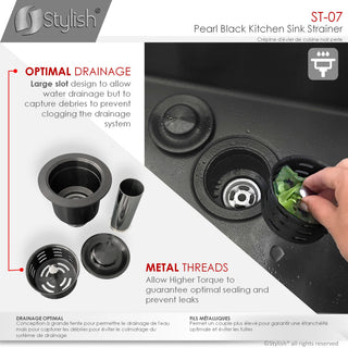 STYLISH 3.5 Inch Stainless Steel Kitchen Sink Extra Deep Strainer