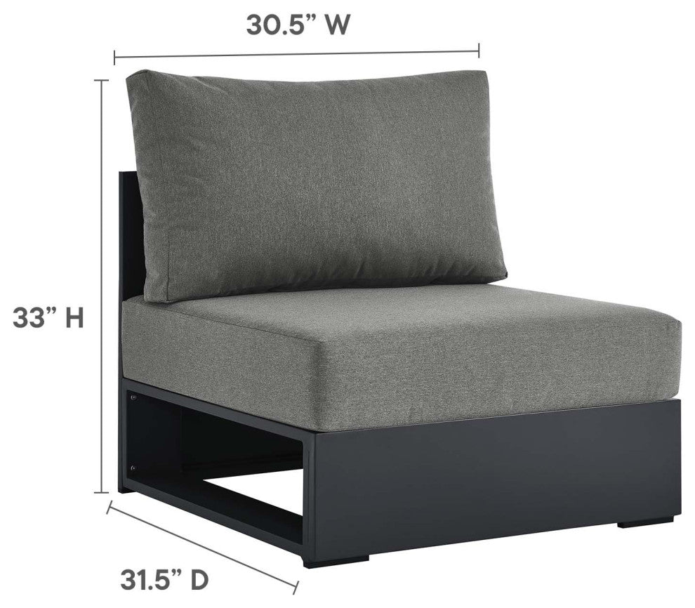 Tahoe Outdoor Patio Powder-Coated Aluminum 3-Piece Left-Facing Chaise Sectional