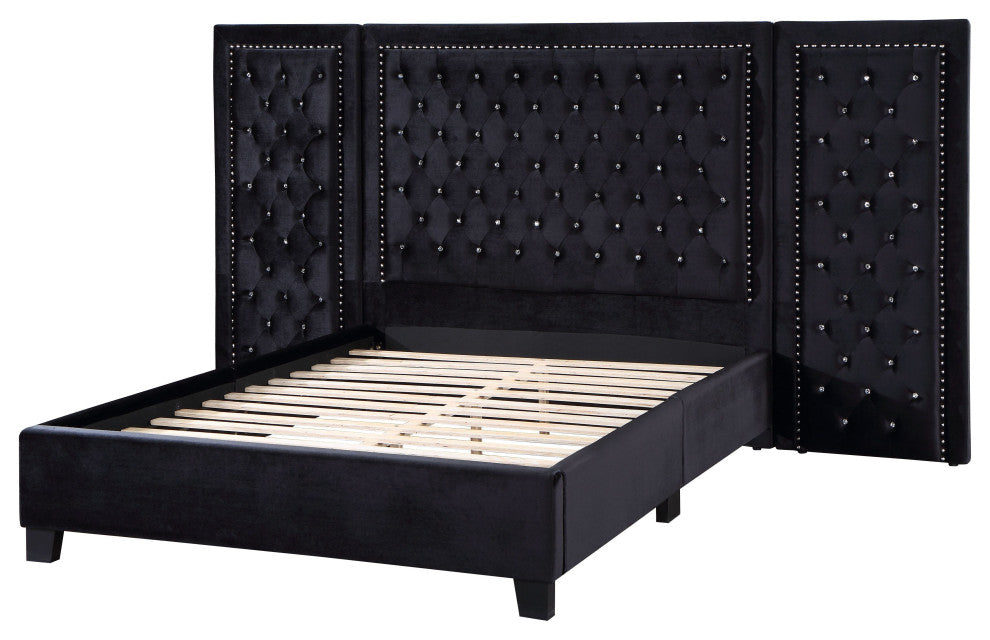 ACME Damazy Eastern King Bed in Black Velvet