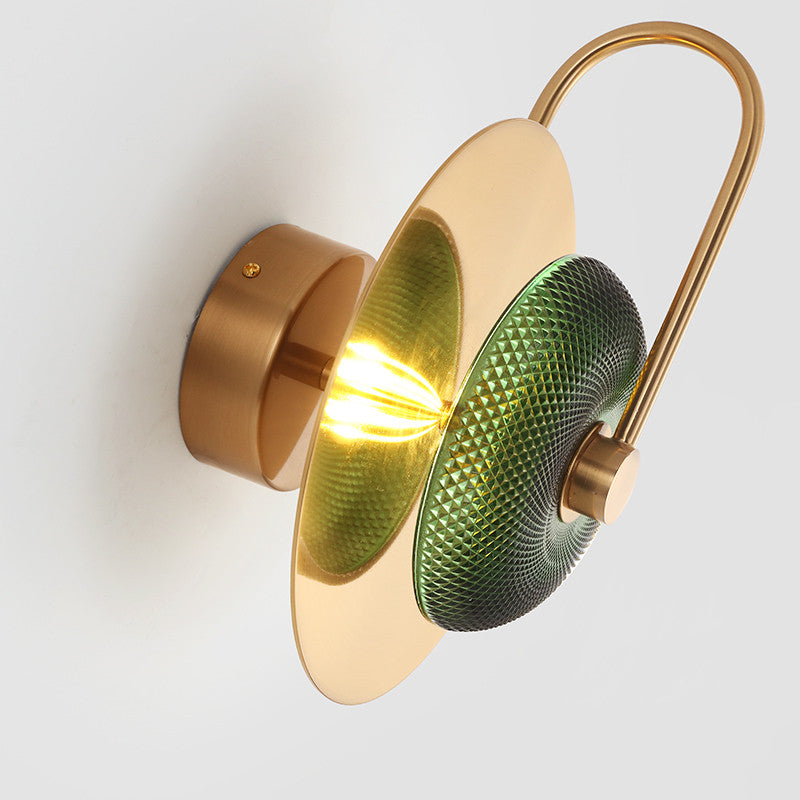Albacete | Modern LED Industrial Style Wall Lamp, Gold + Green, 1 Light