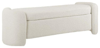 Modway Nebula Modern Style Wood and Boucle Upholstered Bench in Ivory