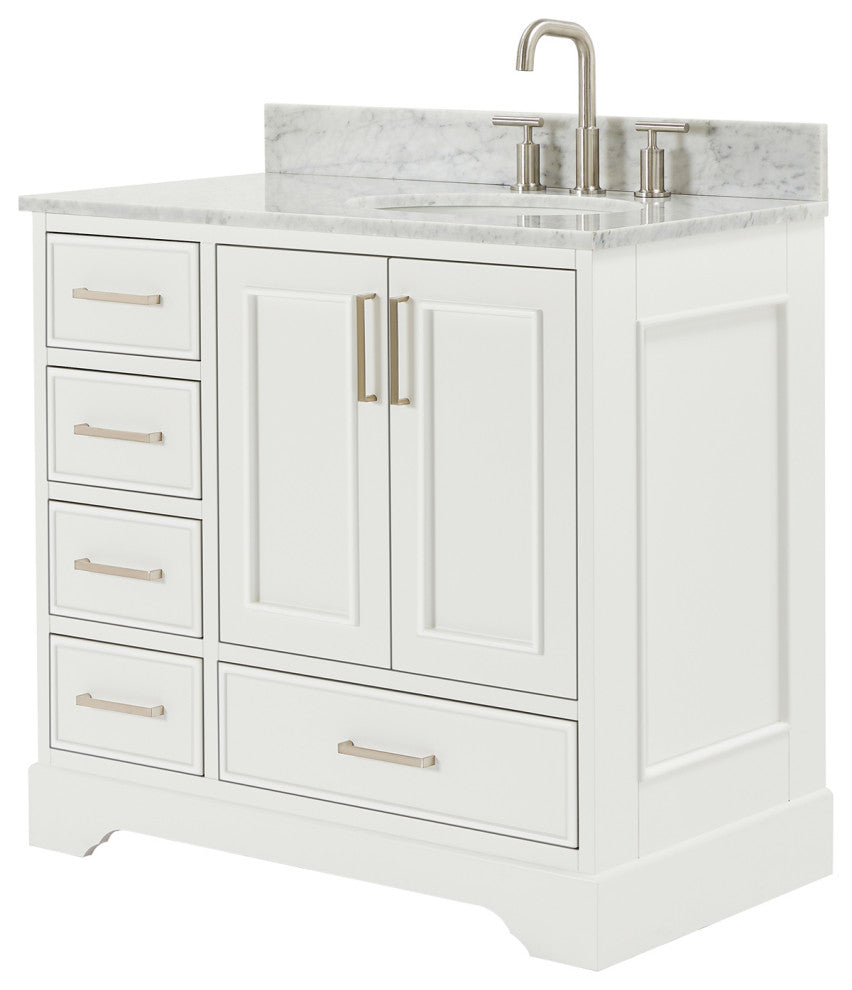 Ariel Stafford 37" Single Right Offset Oval Sink Bathroom Vanity