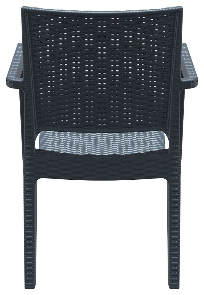 Ibiza Resin Wickerlook Dining Arm Chair, Dark Gray, Set of 2