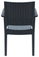 Ibiza Resin Wickerlook Dining Arm Chair, Dark Gray, Set of 2