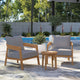 Lounge Chair Table Set, Gray Natural, Teak Wood, Modern, Outdoor Patio