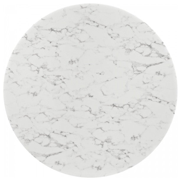 Modway Lippa 60" Round Artificial Marble Dining Table With Tripod Base, White
