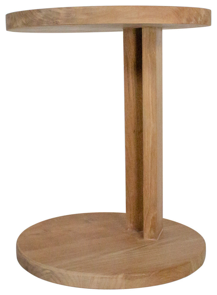 Nordic Style Teak Cabo Natural C Shaped Side Table