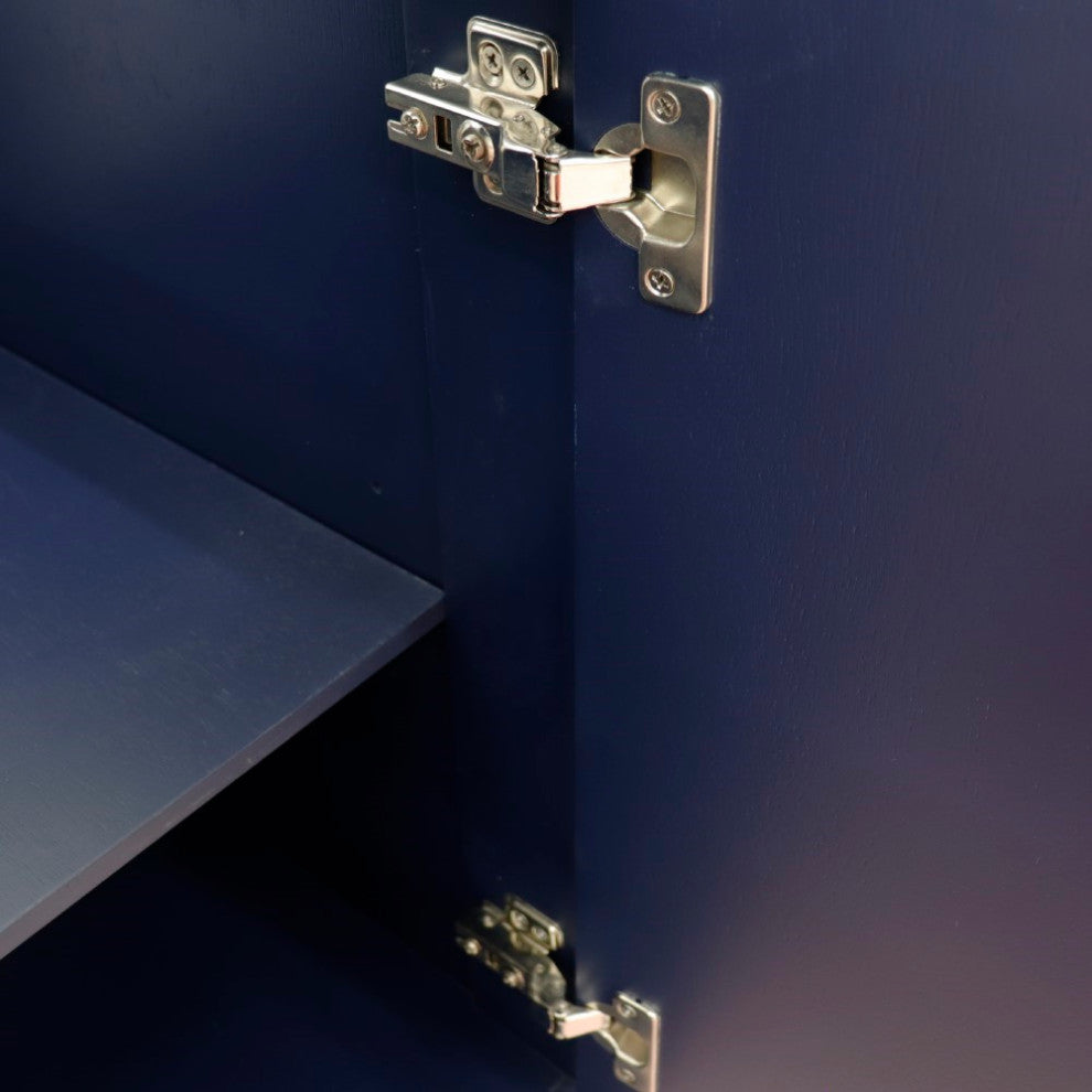 37" Single Sink Vanity, Blue Finish With Gray Granite