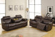 Manque Double Glider Reclining Love Seat w Console Dark Brown Leather