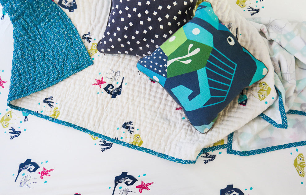 Nursery Works Oceanography Organic Cotton Percale Sheet Sea Animals