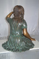 Girl with a Blue Sparrow Bronze Statue -  Size: 26"L x 31"W x 25"H.