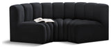 Arc Velvet Upholstered 3-Pc. Inward Curved Modular Sectional, Black