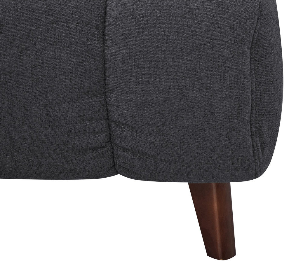 Convertible Futon Chair with Pine Wood Frame and Tufted Polyester Seat, Dark Gray