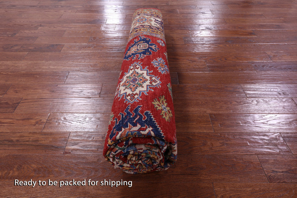 8' 10" X 11' 9" Super Kazak Geometric Handmade Rug Q9521