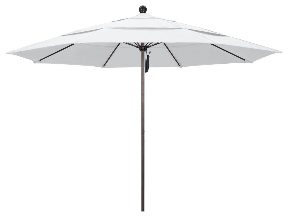 11' Fiberglass Umbrella Bronze, Olefin, White, 11'