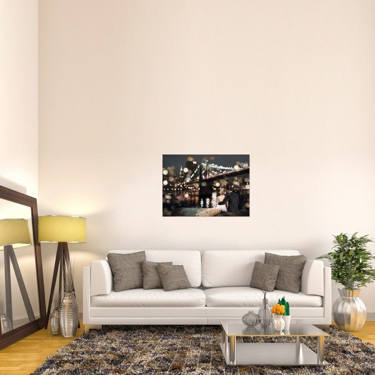 "Kissing in a NY Night" Stretched Canvas Giclee by Dianne Loumer, 40x28"