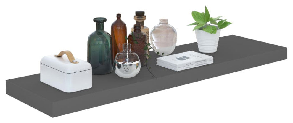 vidaXL Wall Shelves Floating Shelves Display Shelves 2 Pcs High Gloss Gray