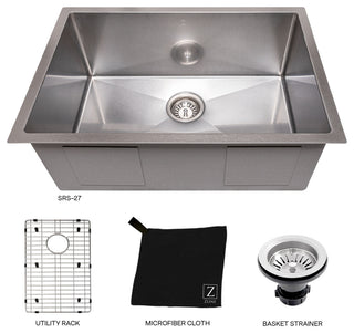 ZLINE Undermount Single Bowl Sink in Stainless Steel with Bottom Grid
