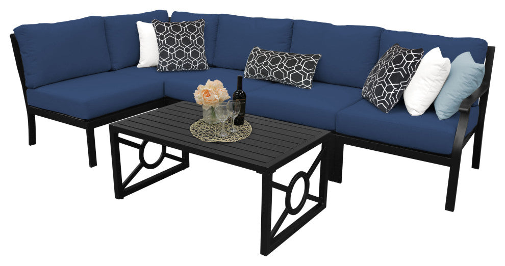 kathy ireland Madison Ave. 6 Piece Aluminum Patio Furniture Set 06q, Midnight