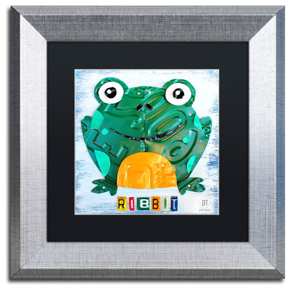 "Ribbit the Frog" Silver Framed Canvas Art by Design Turnpike