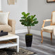 3' Fiddle Leaf Fig Artificial Tree, Black Metal Planter