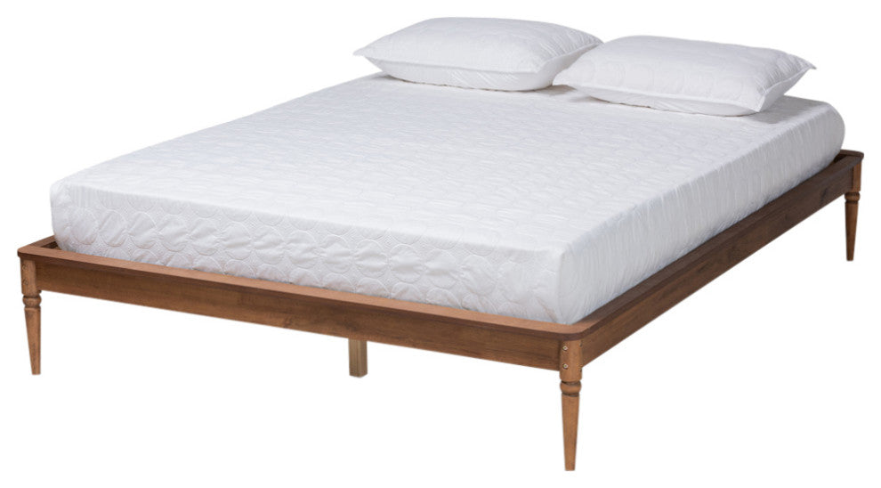 Starr Traditional Queen Size Bed Frame, Walnut Brown