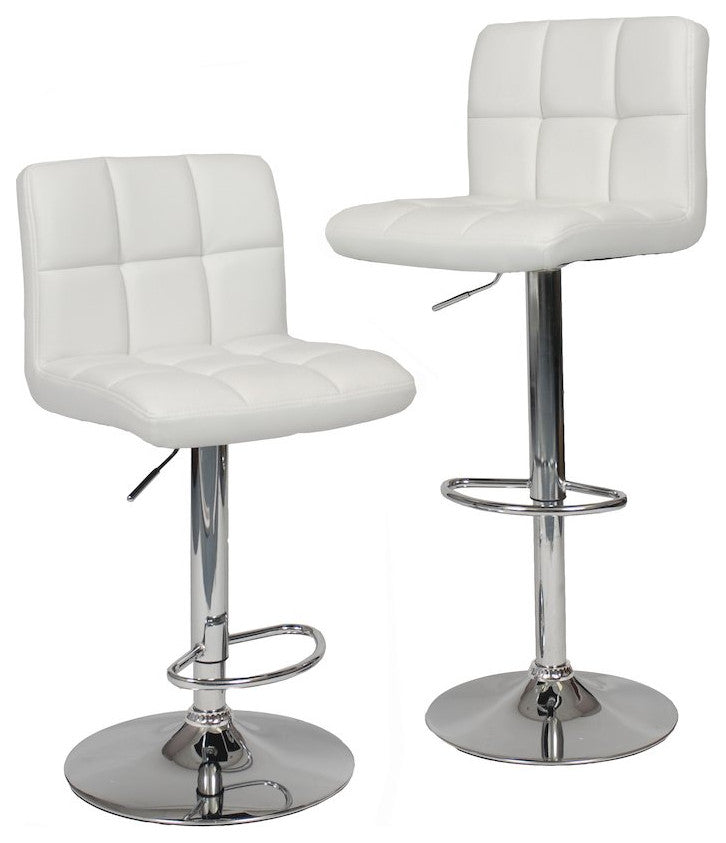 Biscc 2 Swivel Elegant PU Leather Modern Adjustable Hydraulic Bar Stools, White
