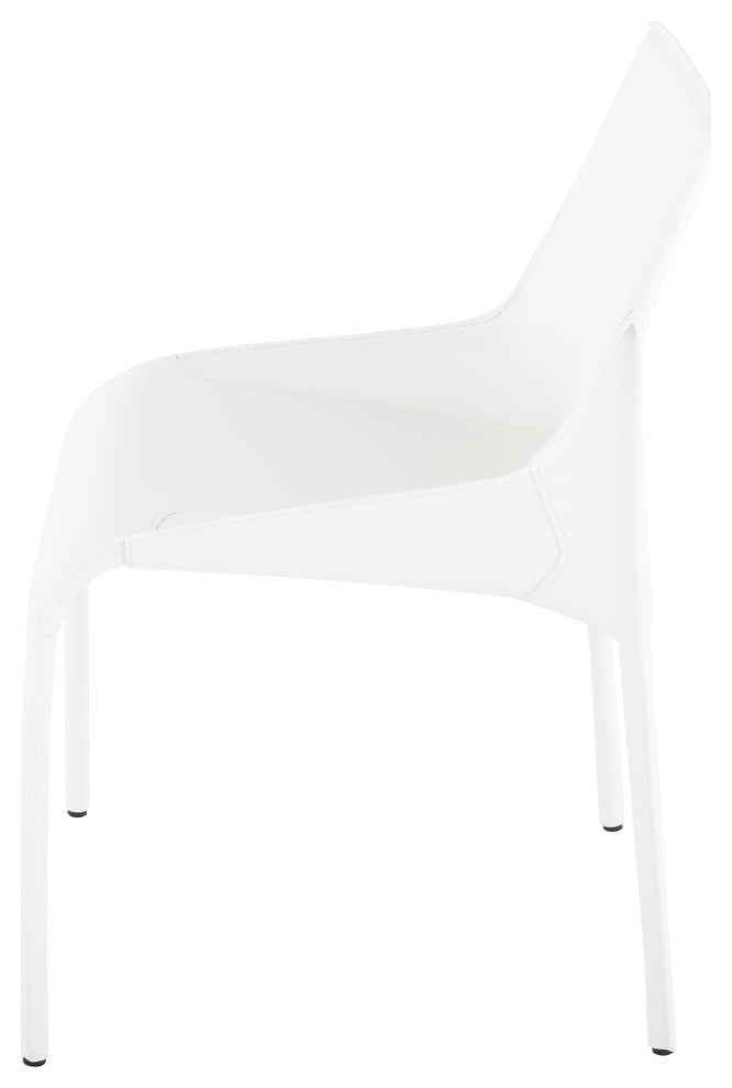 Delphine White Leather Dining Chair