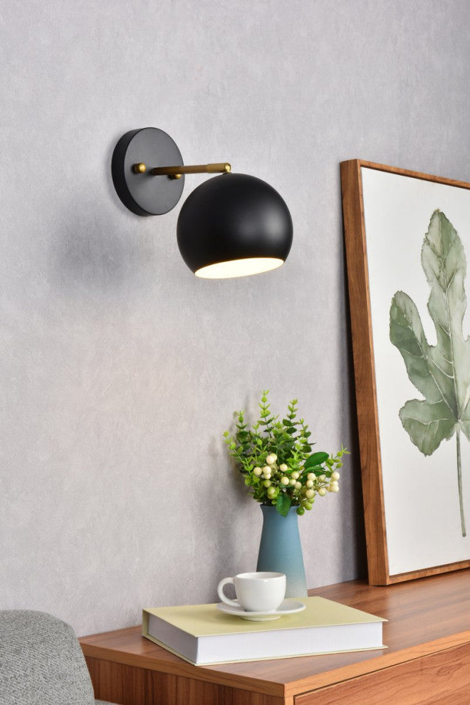 Oscar 1-Light Black and Brass Wall Sconce