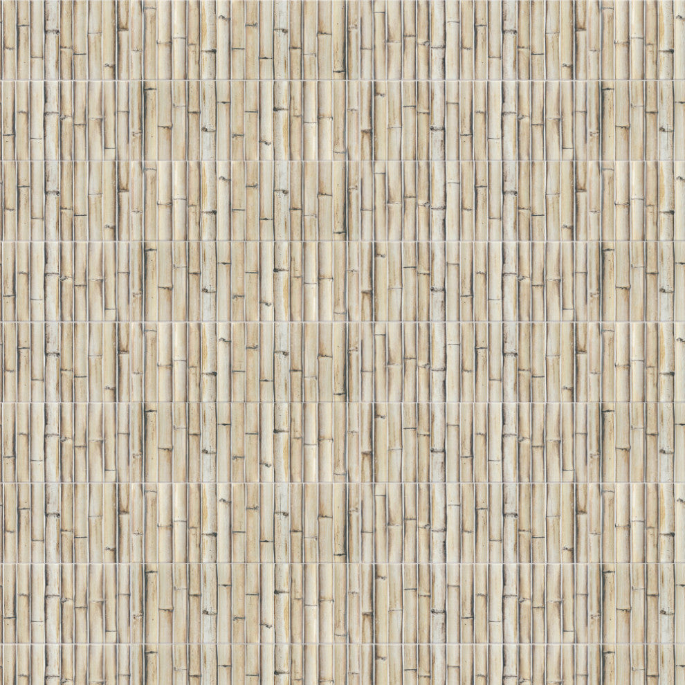 Bamboo Haven Sandy White Ceramic Wall Tile Sample