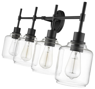 4 Light 34.75" Matte Black Vanity Light